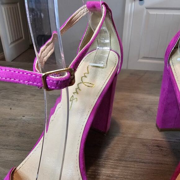 Lulus Heels Women Size 5.5 Fuchsia Pink Chunky Strappy Party Open Toe Glam Party - Picture 4 of 7